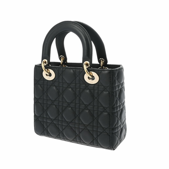 Dior ABC Black Lady Bag  Small Lambskin Cannage - Picture 1 of 15